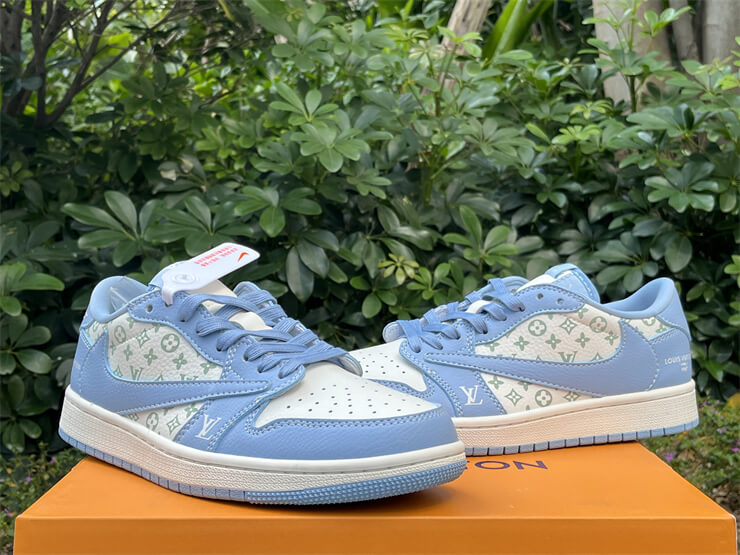 Louis Vuitton x Nike Air Jordan 1 Low Blue White Sneaker