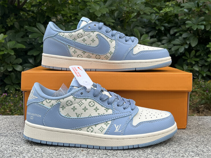 Louis Vuitton x Nike Air Jordan 1 Low Blue White Sneaker