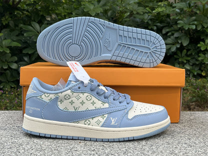 Louis Vuitton x Nike Air Jordan 1 Low Blue White Sneaker