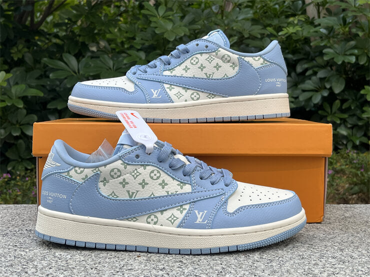 Louis Vuitton x Nike Air Jordan 1 Low Blue White Sneaker