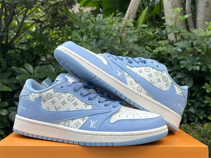 Louis Vuitton x Nike Air Jordan 1 Low Blue White Sneaker