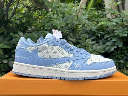 Louis Vuitton x Nike Air Jordan 1 Low Blue White Sneaker