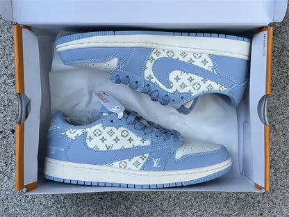 Louis Vuitton x Nike Air Jordan 1 Low Blue White Sneaker