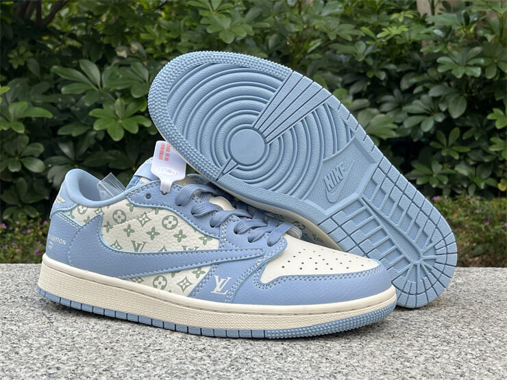 Louis Vuitton x Nike Air Jordan 1 Low Blue White Sneaker 43