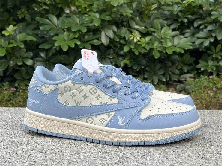 Louis Vuitton x Nike Air Jordan 1 Low Blue White Sneaker