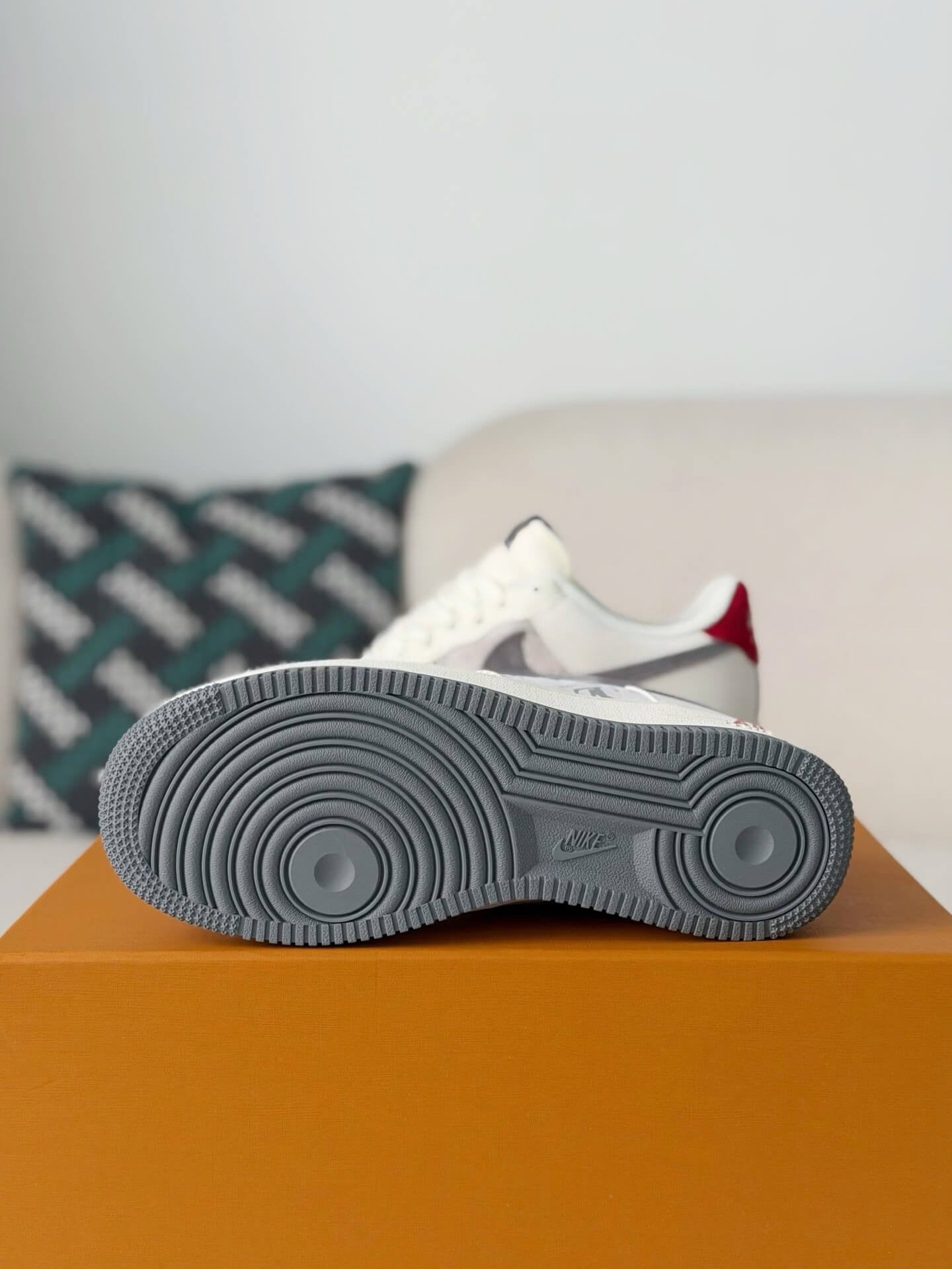 Louis Vuitton x Nike Air Force 1 Low – White, Grey Monogram & Red Accents