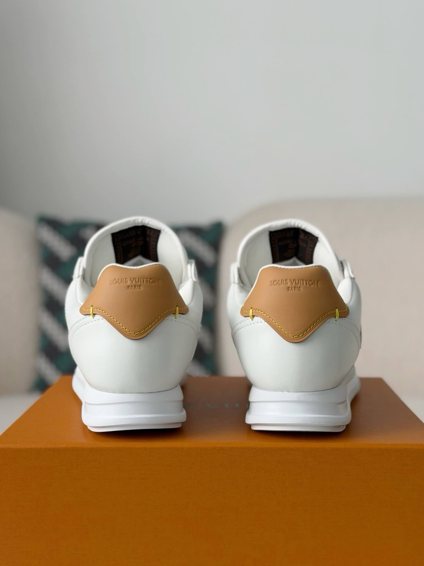 Louis Vuitton x Nike Cortez – White Leather with Burgundy & Tan LV appliqué