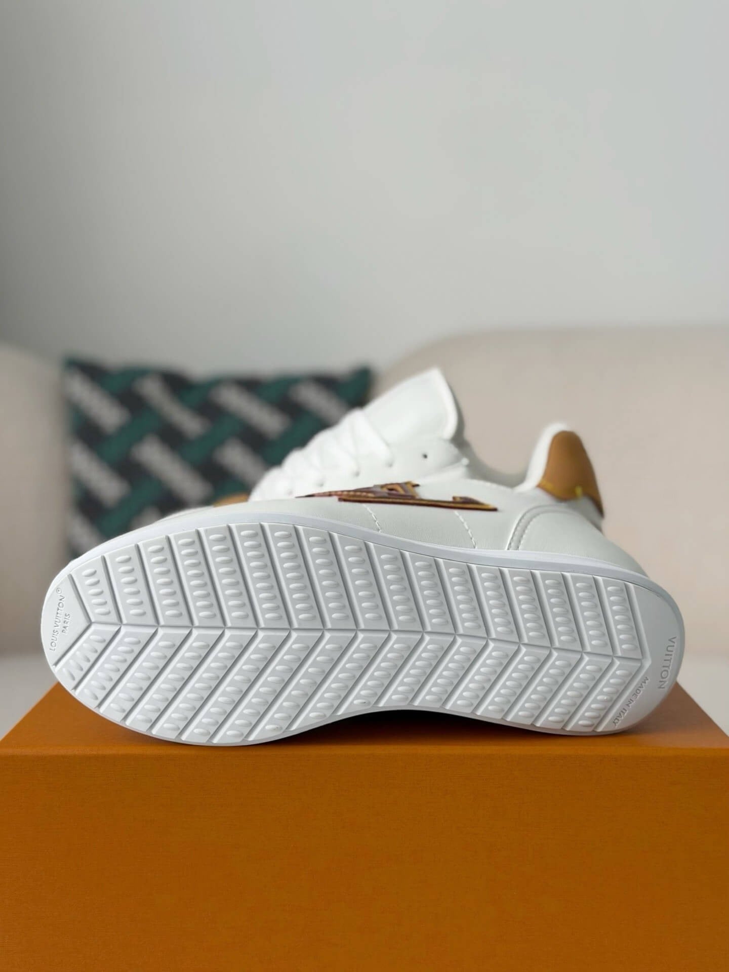 Louis Vuitton x Nike Cortez – White Leather with Burgundy & Tan LV appliqué