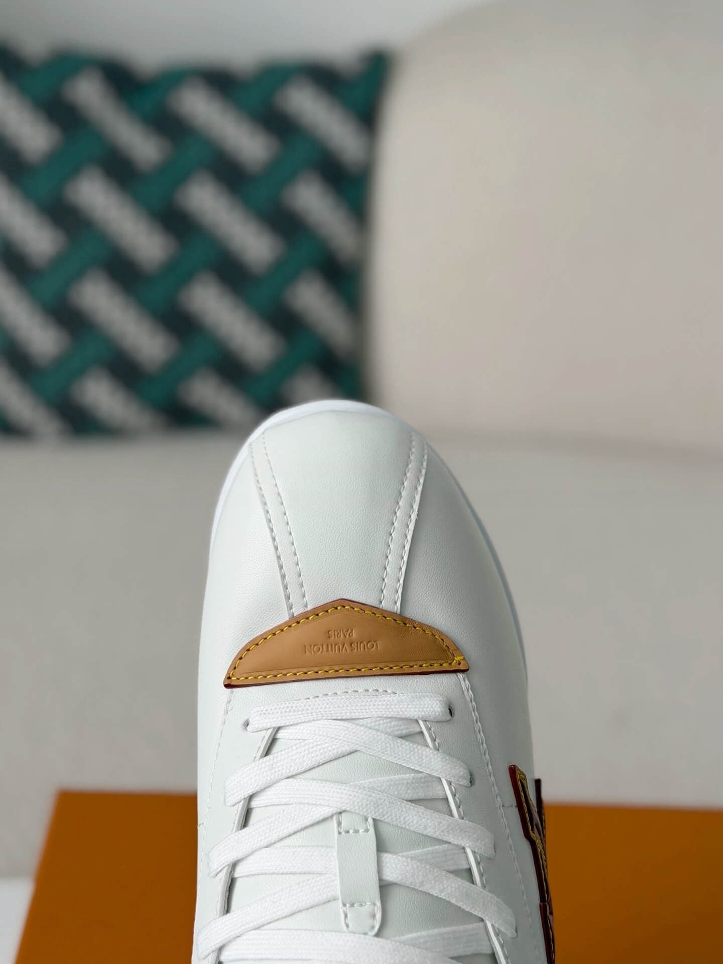 Louis Vuitton x Nike Cortez – White Leather with Burgundy & Tan LV appliqué