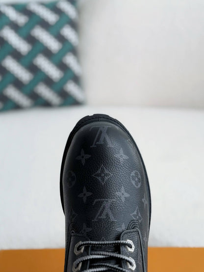 Louis Vuitton LV x Timberland 6-Inch Ankle Black Leather Boot