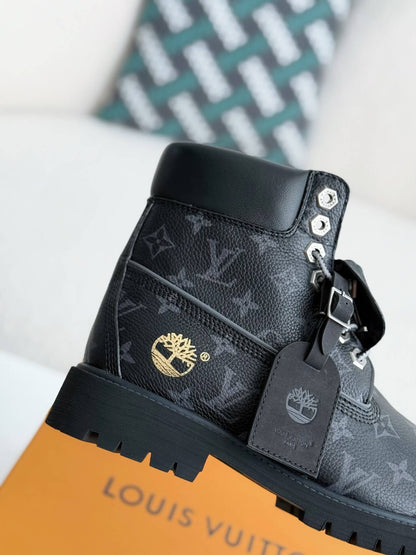 Louis Vuitton LV x Timberland 6-Inch Ankle Black Leather Boot