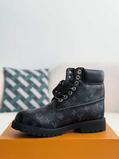 Louis Vuitton LV x Timberland 6-Inch Ankle Black Leather Boot