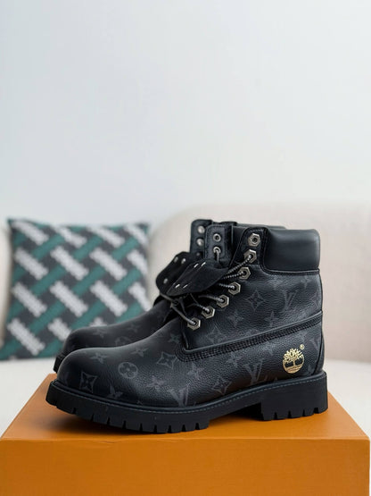 Louis Vuitton LV x Timberland 6-Inch Ankle Black Leather Boot