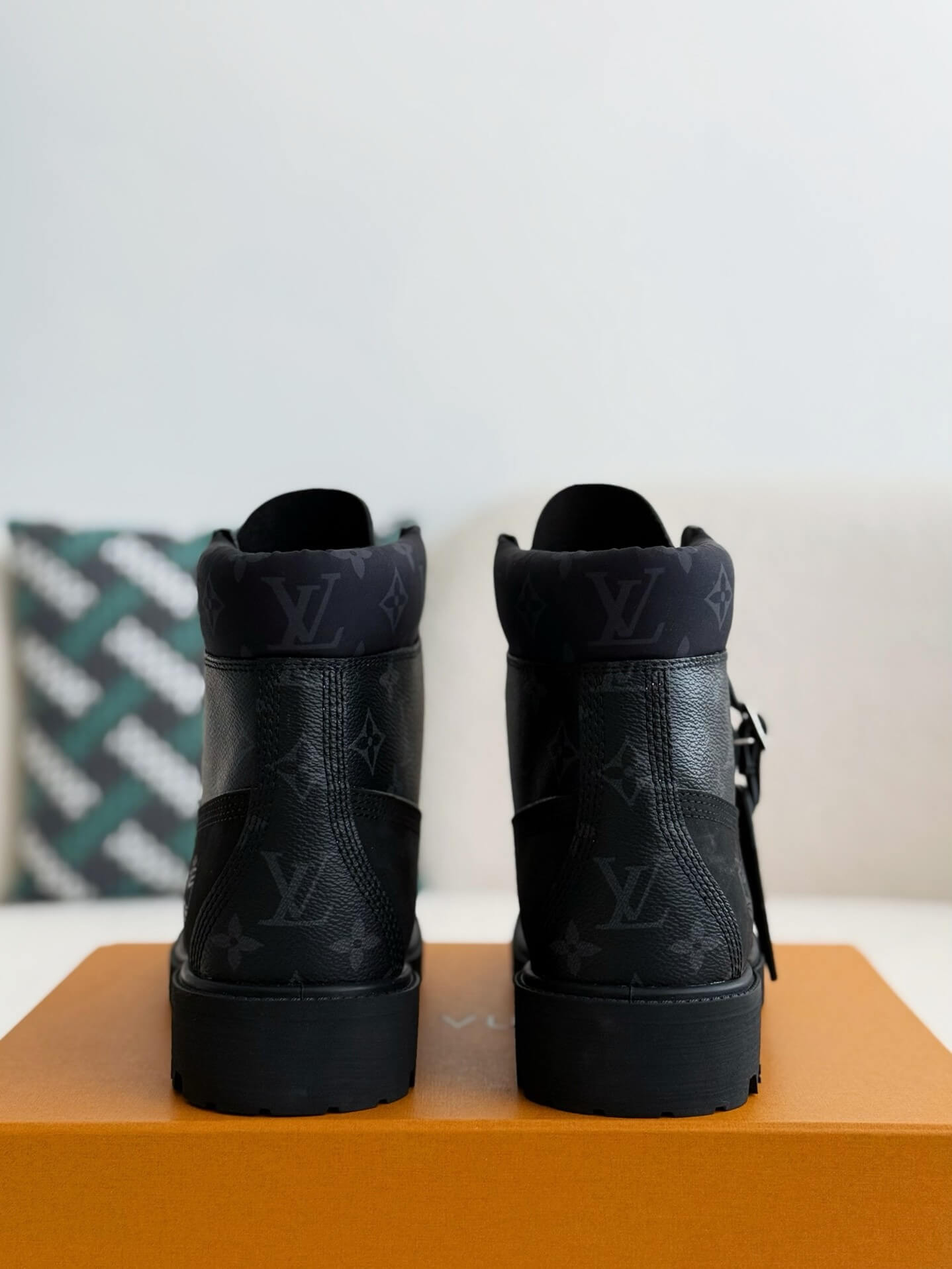 Louis Vuitton x Timberland Black Suede Monogram 6-Inch Ankle Boot