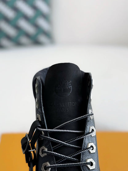 Louis Vuitton x Timberland Black Suede Monogram 6-Inch Ankle Boot