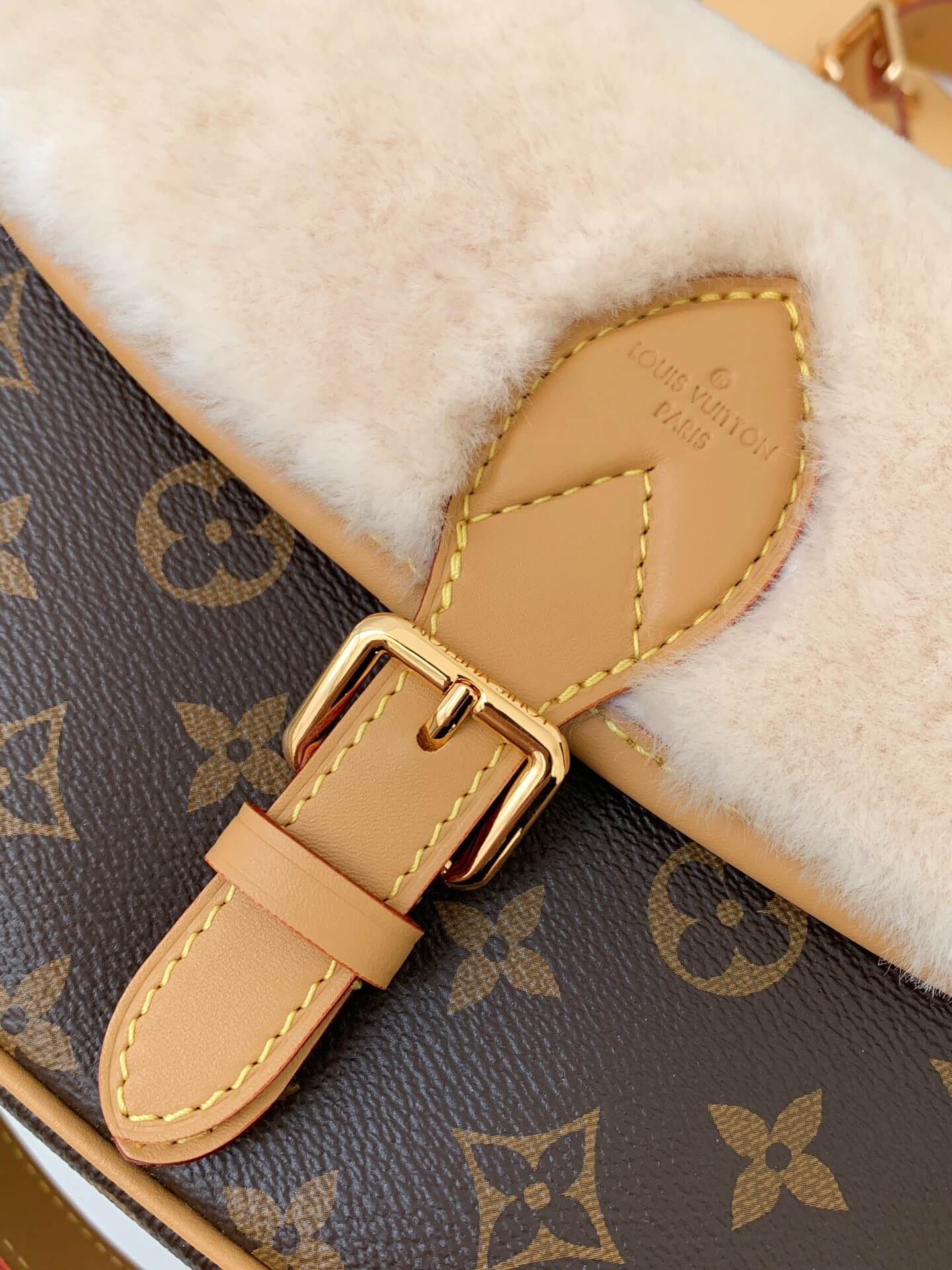 Louis Vuitton Monogram Canvas Shearling Cozygram Diane Shoulder Bag