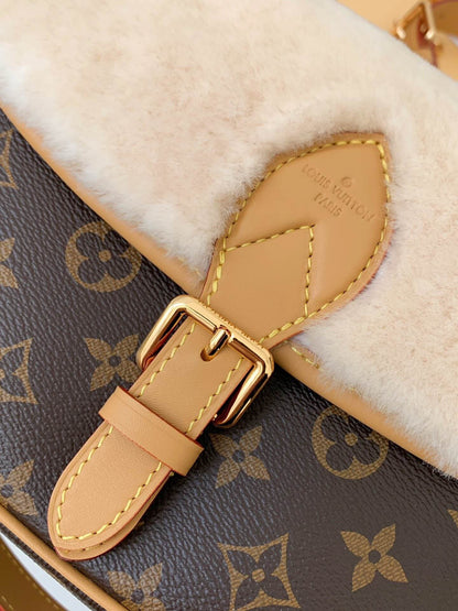 Louis Vuitton Monogram Canvas Shearling Cozygram Diane Shoulder Bag
