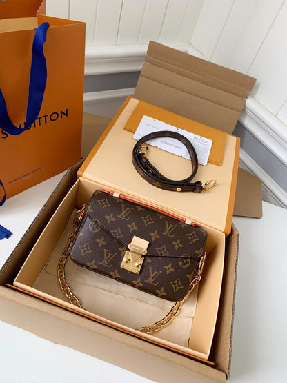 Louis Vuitton LV Brown Pochette Métis East West Monogram Canvas Bag