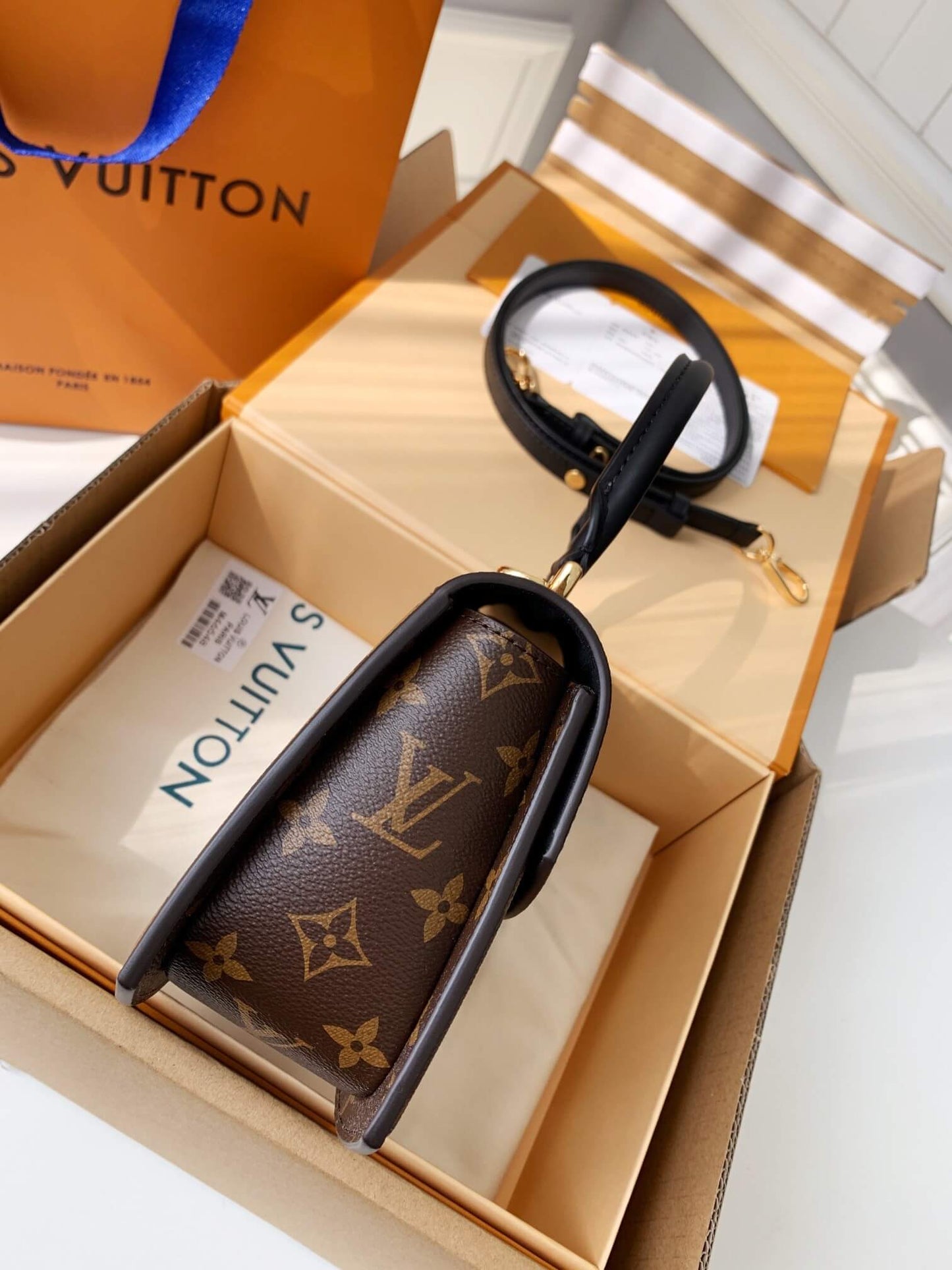 Louis Vuitton LV Brown Tilsitt Handbag in Monogram and Monogram Reverse Coated Canvas