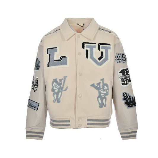 Louis Vuitton Multi-Patch Mixed Custom Leather Varsity Blouson Jacket