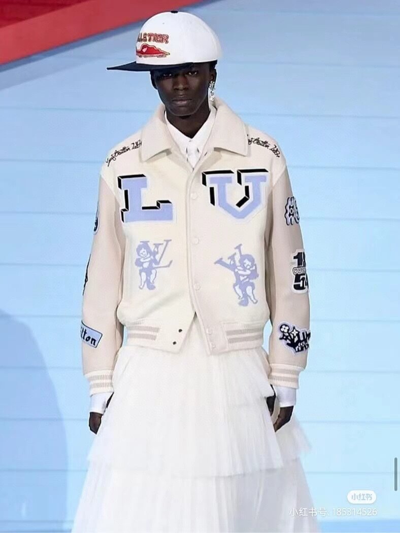 Louis Vuitton Multi-Patch Mixed Custom Leather Varsity Blouson Jacket
