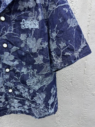 Louis Vuitton Monogram Foliage Jacquard Denim Short-Sleeved Shirt