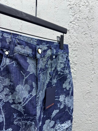 Louis Vuitton Monogram Foliage Jacquard Denim Shorts 'Indigo'