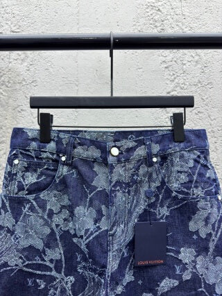 Louis Vuitton Monogram Foliage Jacquard Denim Shorts 'Indigo