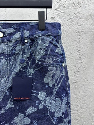 Louis Vuitton Monogram Foliage Jacquard Denim Shorts 'Indigo'