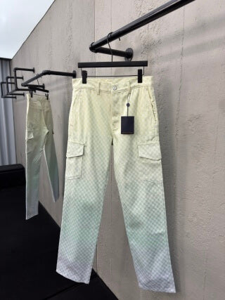 Louis Vuitton Multicolor Damier Gradient Jacquard Denim Cargo Trousers