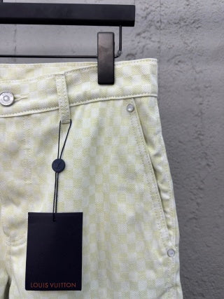 Louis Vuitton Multicolor Damier Gradient Jacquard Denim Cargo Trousers