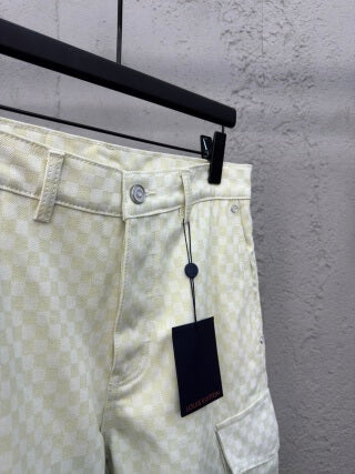 Louis Vuitton Multicolor Damier Gradient Jacquard Denim Cargo Trousers