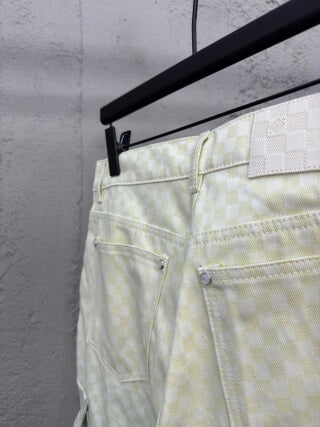 Louis Vuitton Multicolor Damier Gradient Jacquard Denim Cargo Trousers