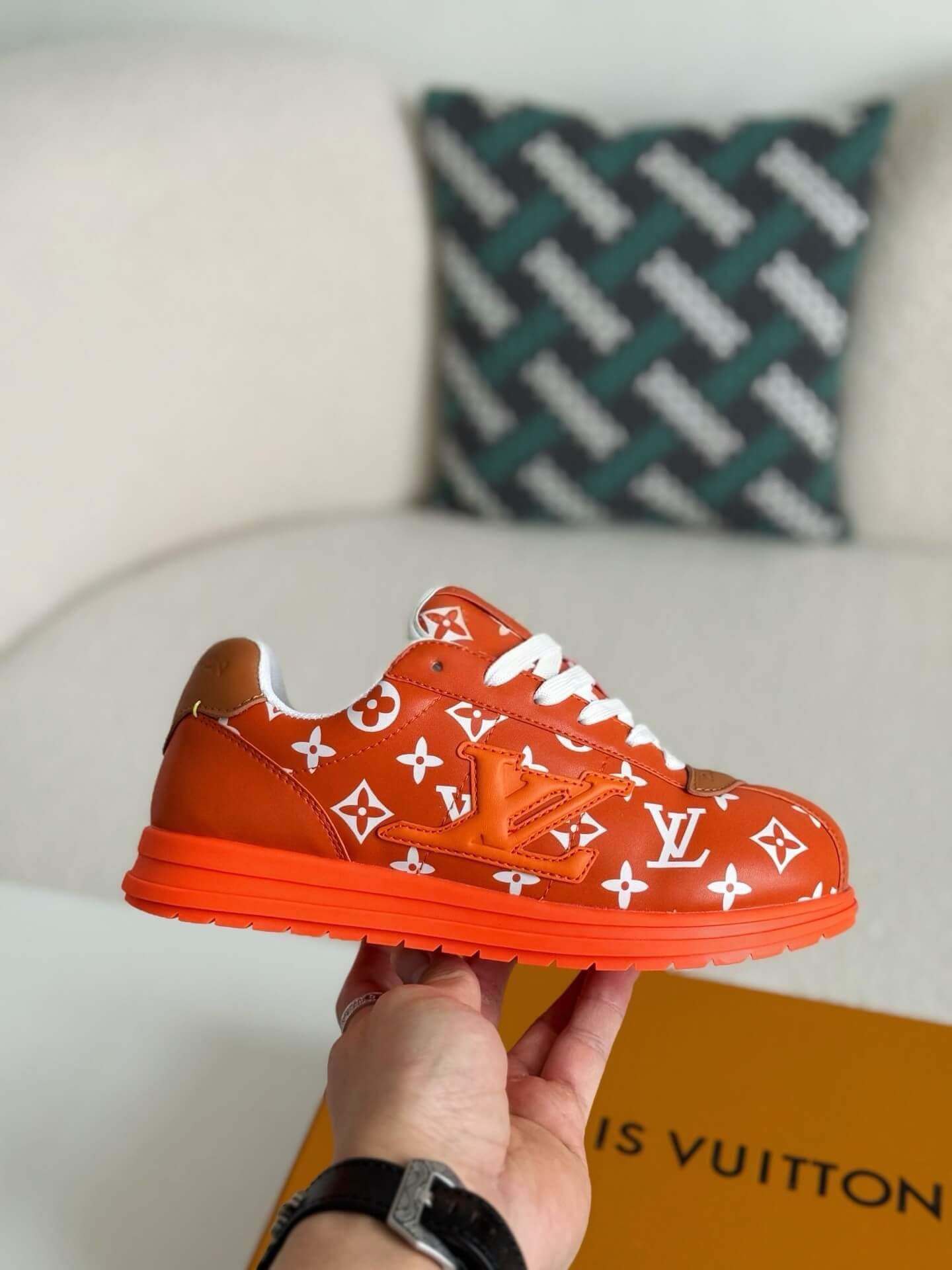 Orange L V Monogram ButterSoft Sneakers