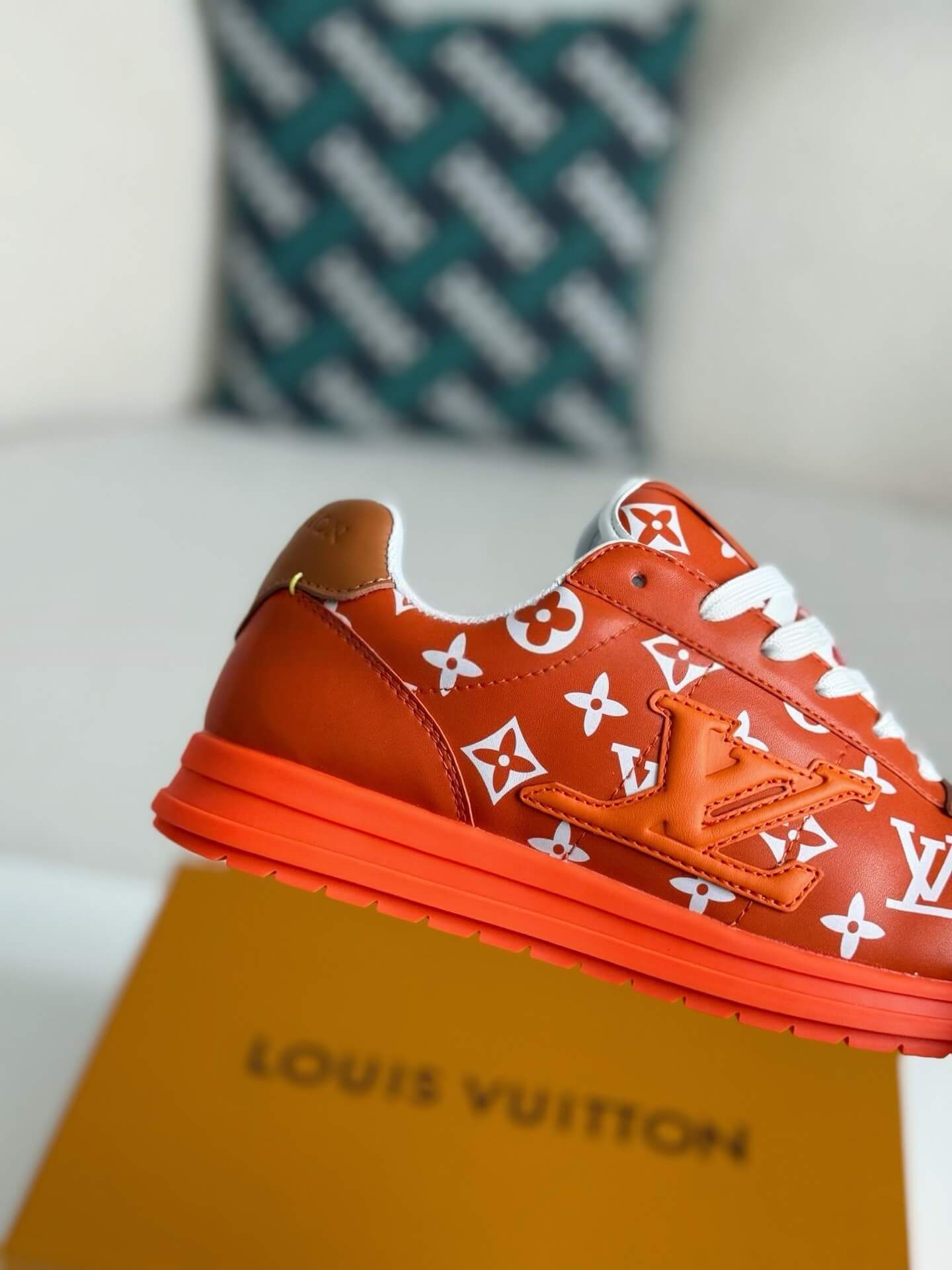 Orange L V Monogram ButterSoft Sneakers