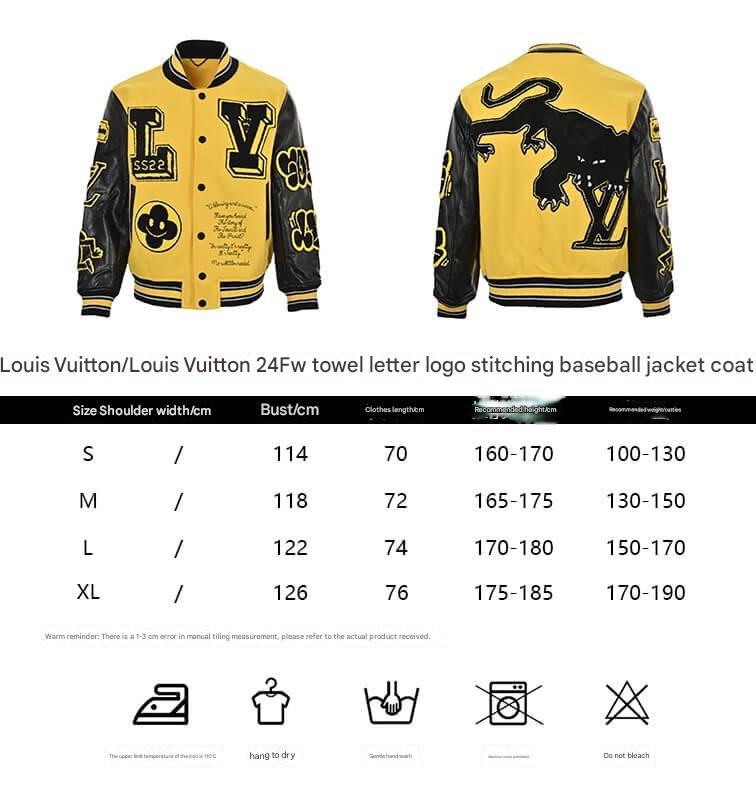 Louis Vuitton LV Yellow and Black Leather Embroidered Varsity Jacket