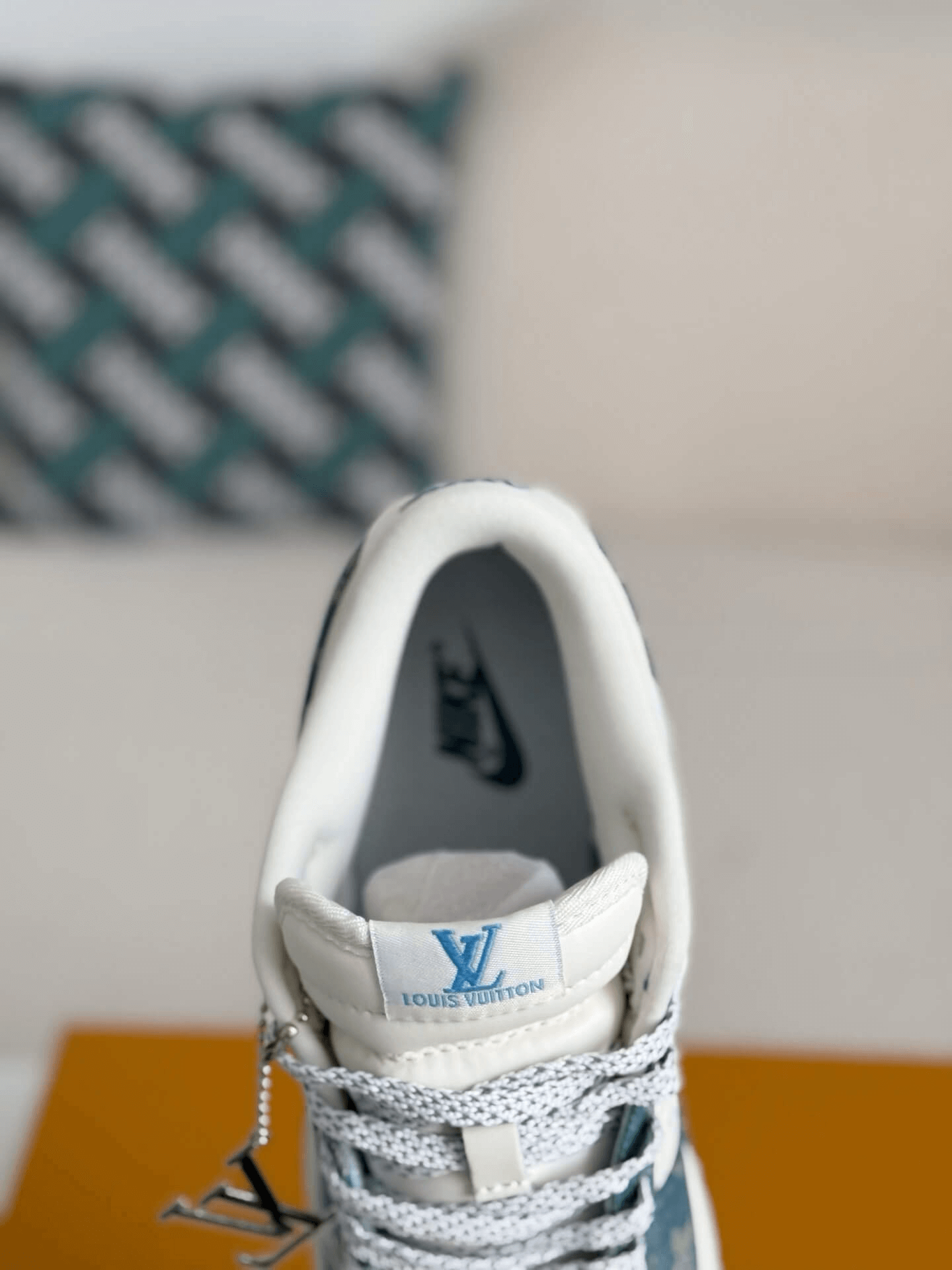 Louis Vuitton x Nike SB Dunk Low White Blue Monogram Denim