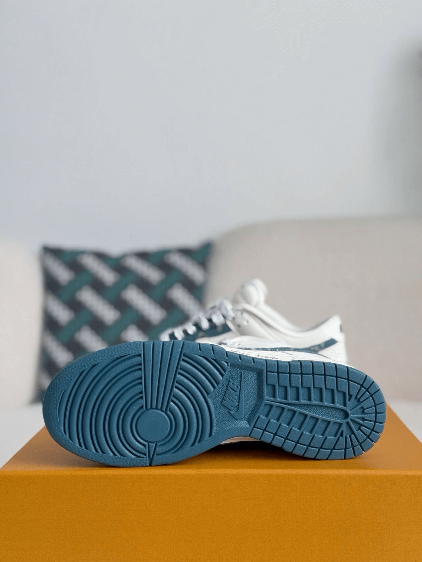 Louis Vuitton x Nike SB Dunk Low White Blue Monogram Denim