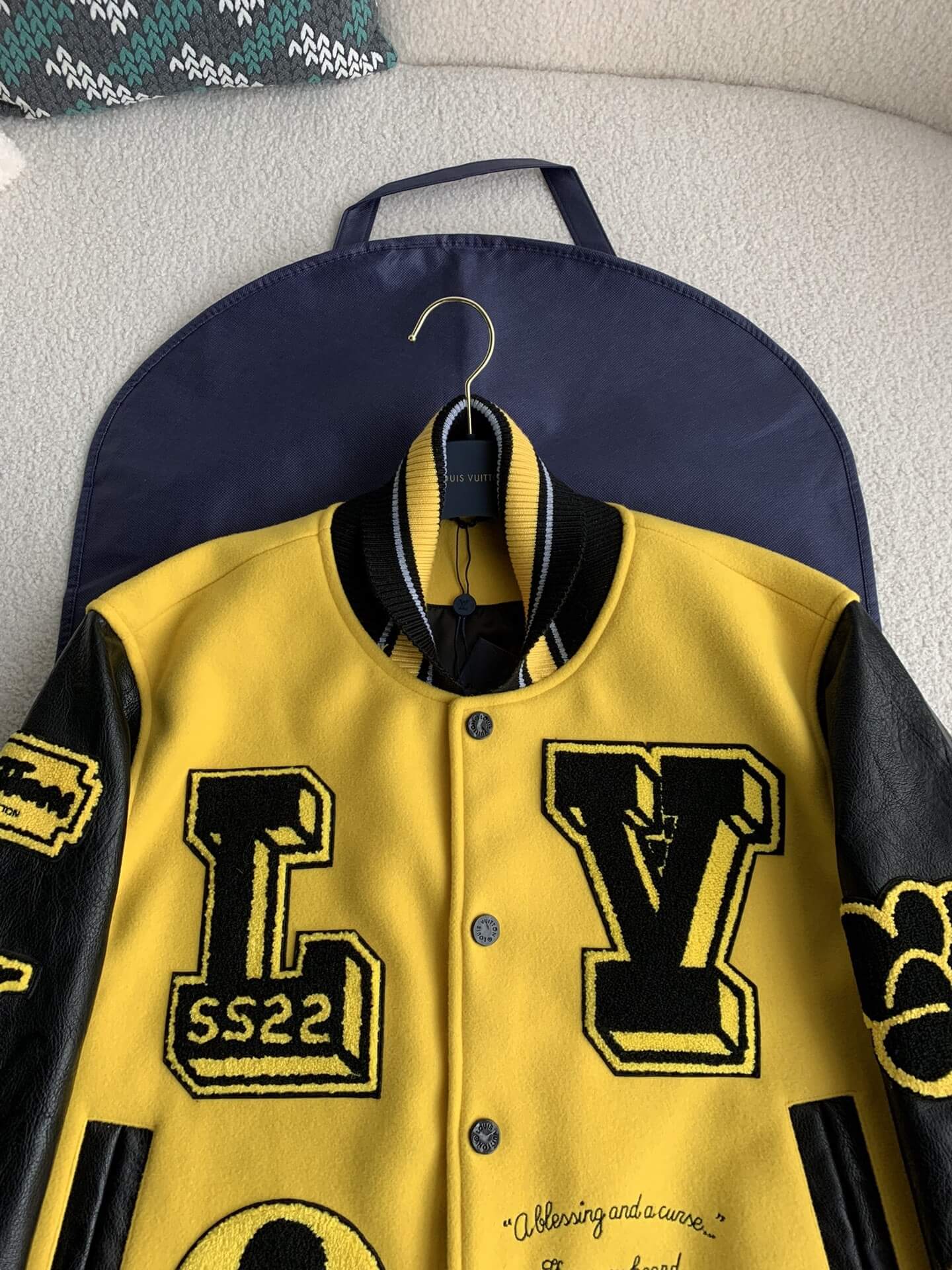 Luis Vuitton LV Embroidered Yellow Varsity Jacket