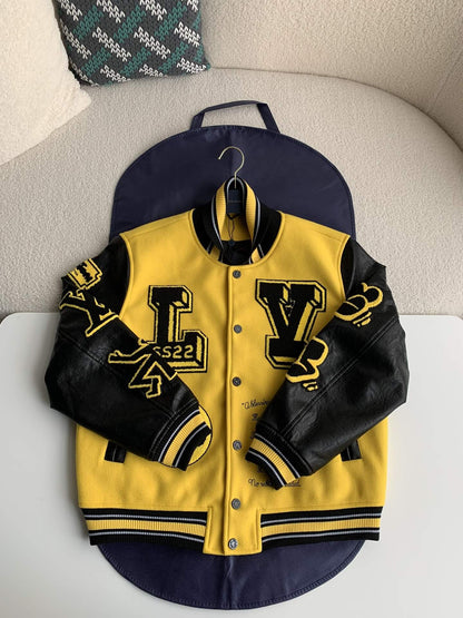 Luis Vuitton LV Embroidered Yellow Varsity Jacket