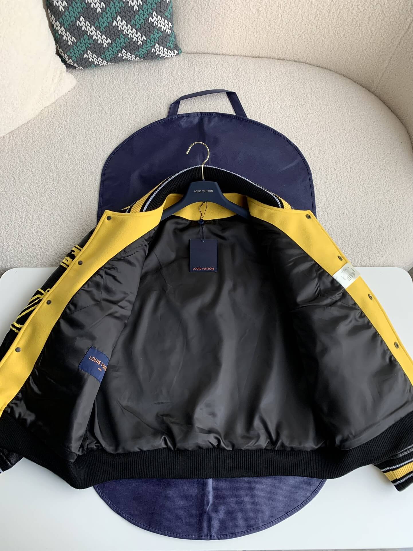 Luis Vuitton LV Embroidered Yellow Varsity Jacket