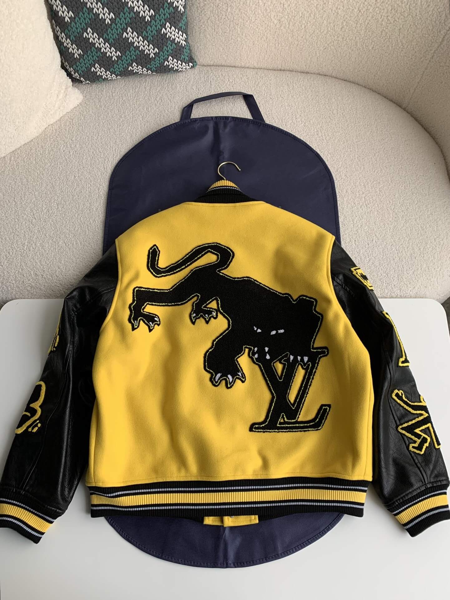 Luis Vuitton LV Embroidered Yellow Varsity Jacket