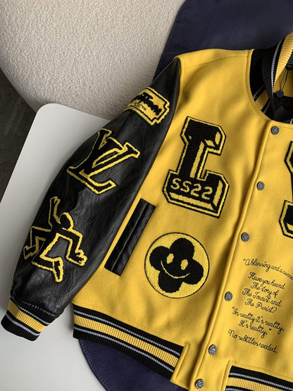 Luis Vuitton LV Embroidered Yellow Varsity Jacket