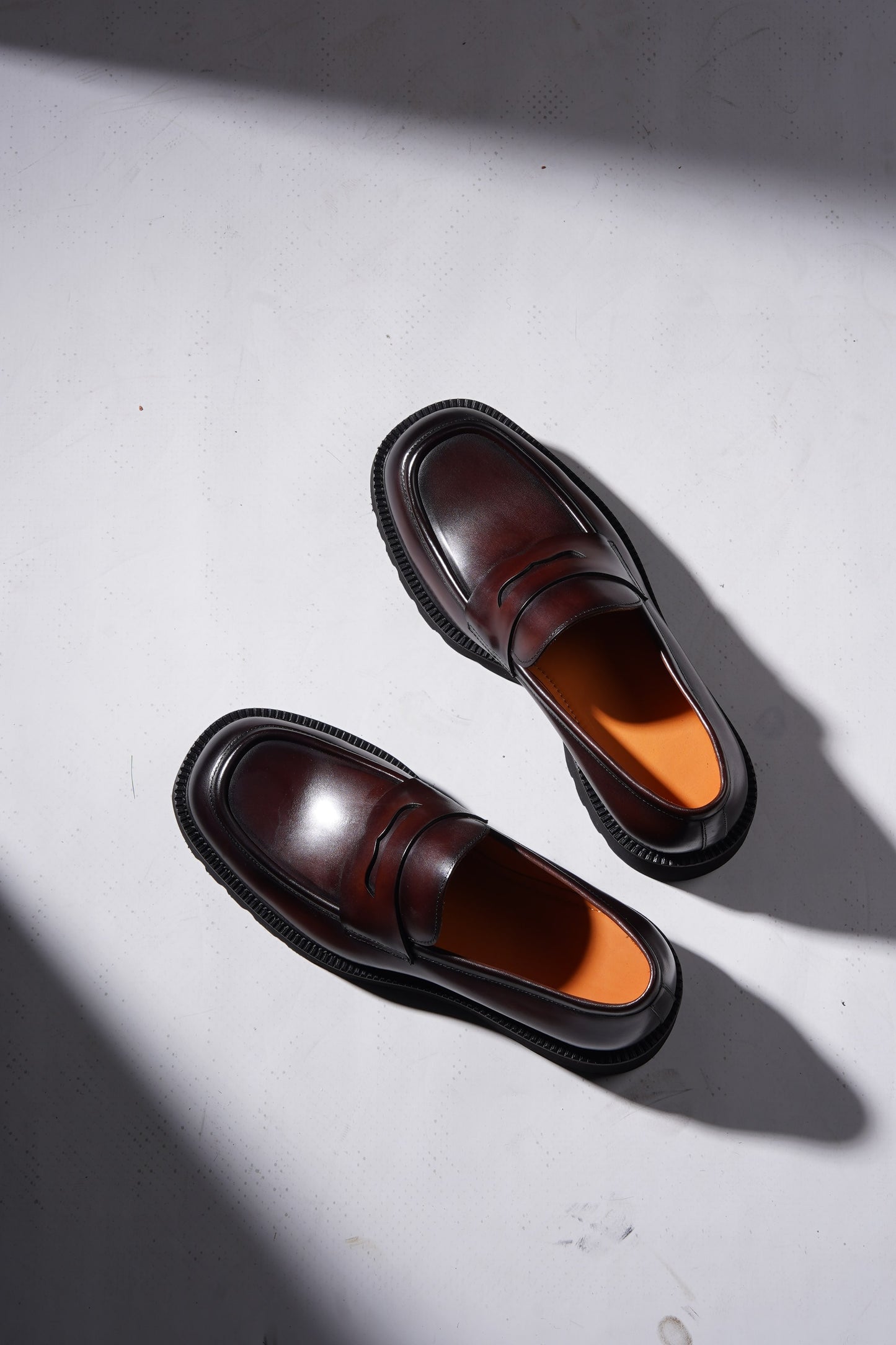 Brown Leather Eva Sole Penny Loafers for Men