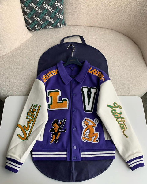 Louis Vuitton Lv Varsity Jacket in Purple Inspired by Iconic Design Hollo Shoe