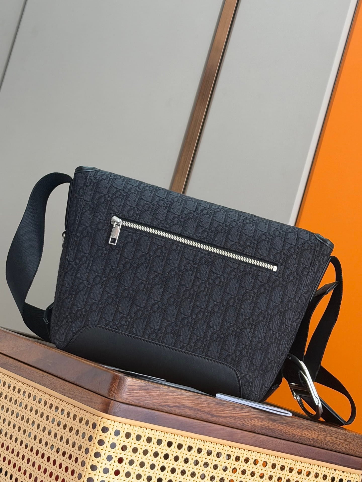 Medium Dior Jett Messenger Bag with Flap - Black Dior Oblique Jacquard