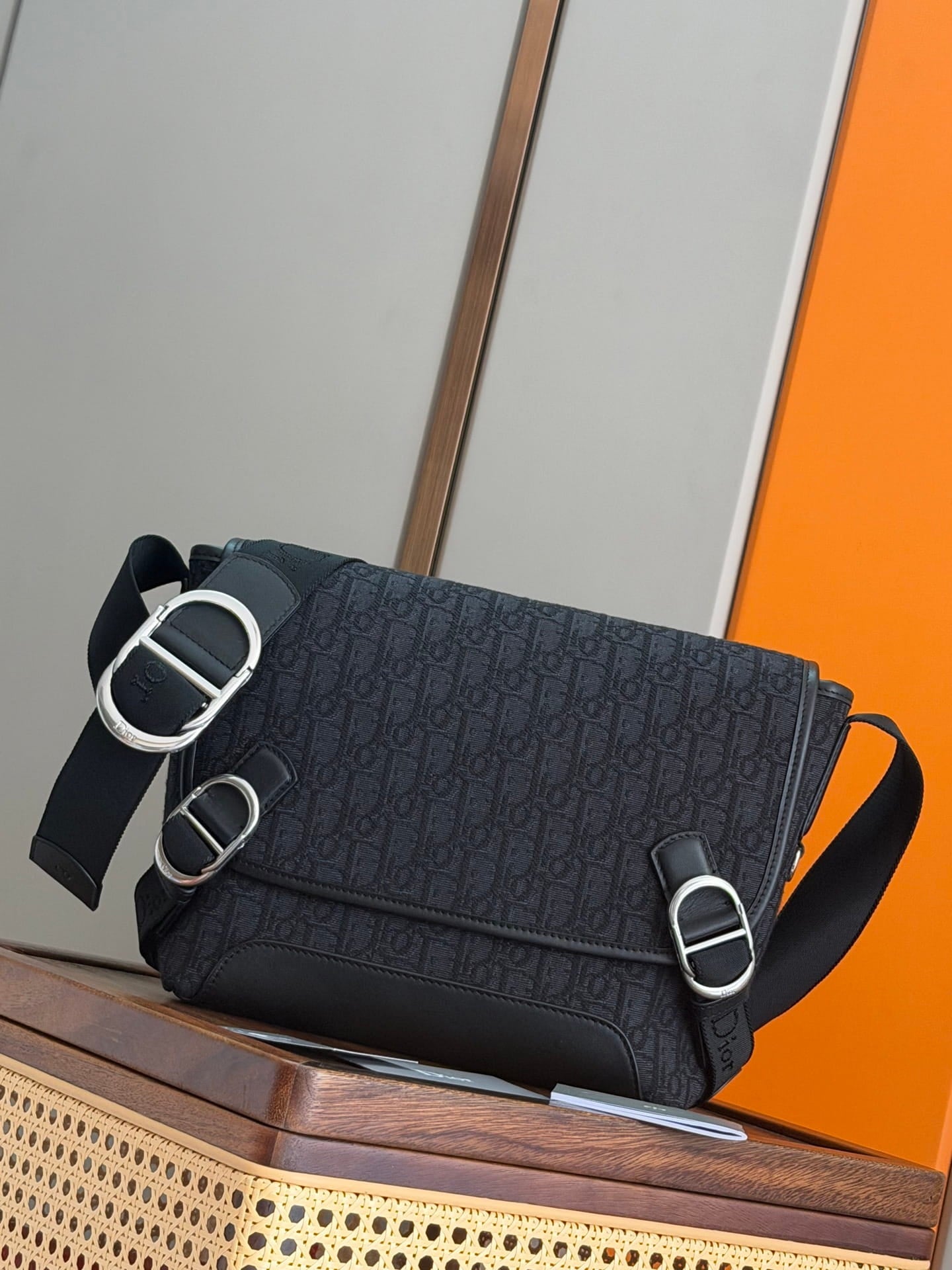 Medium Dior Jett Messenger Bag with Flap - Black Dior Oblique Jacquard