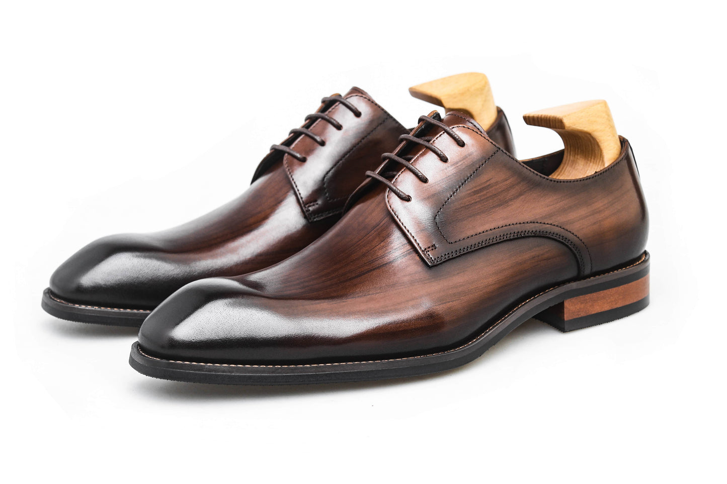 Men's Leather Derby Shoes in Brown