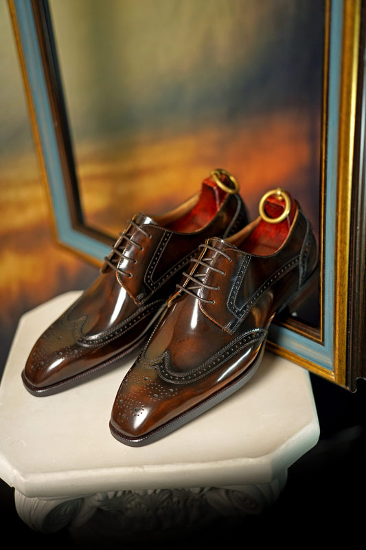 Men's Brown Wingtip Derby Shoes