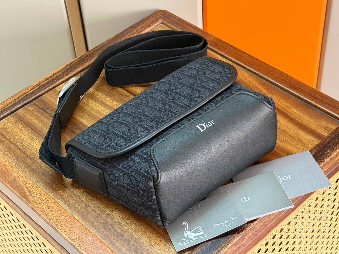 Mini Dior Jett Messenger Bag with Flap - Black Dior Oblique Jacquard